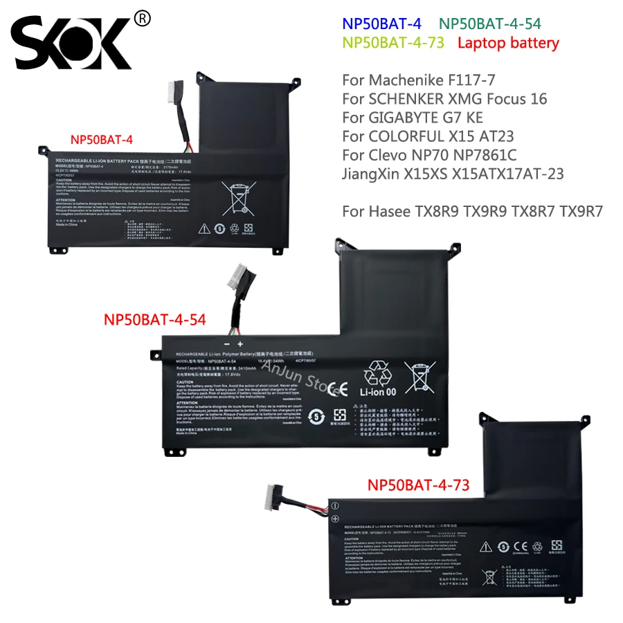 Imagem -01 - Bateria do Portátil Np50bat454 Bateria Colorida para Phoenix At22 Np70 X17 Jiangxin X15 Xs22 X15 em Schenker Foco Xmg 16 bateria do portatil np50bat454 bateria colorida para phoenix at22 np70 x17 jiangxin x15 xs22 x15 em schenker foco xmg 16 01