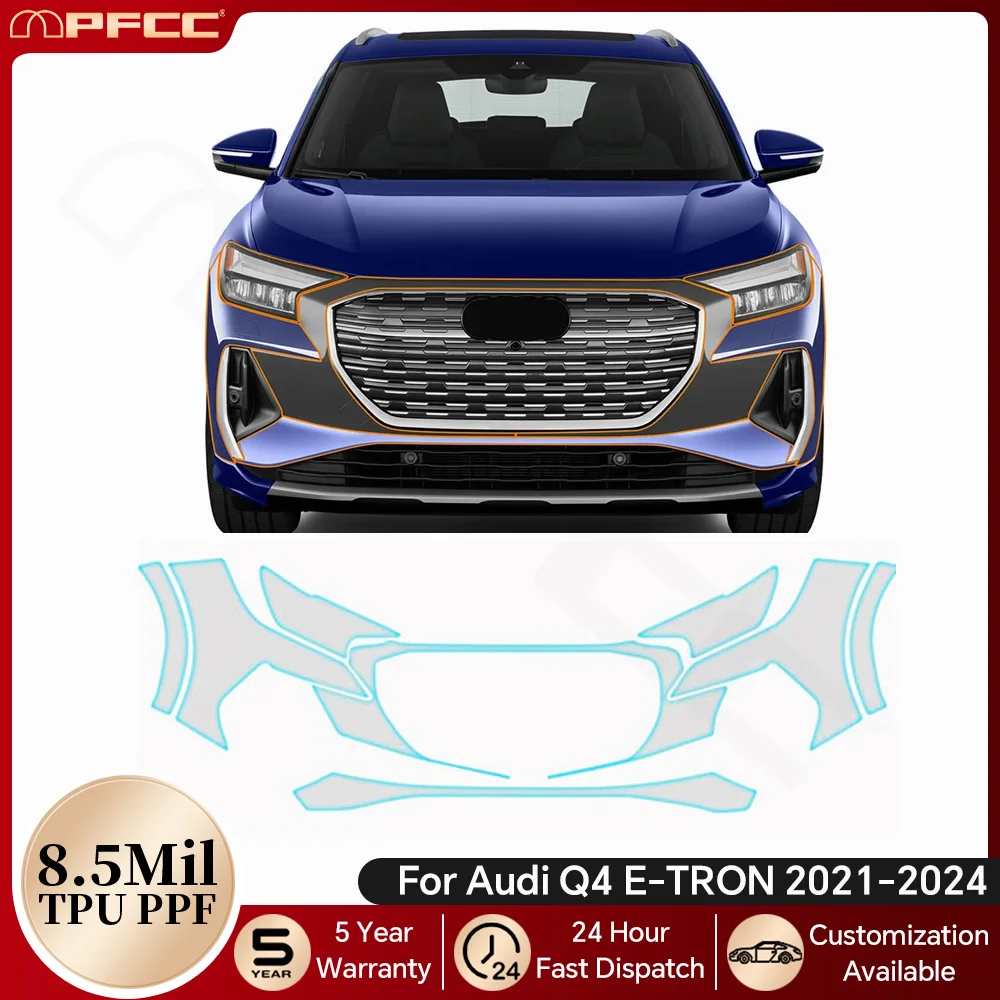 

For Audi Q4 E-TRON 2021 2022 2023 2024 8.5Mil TPU Paint Protection Film Pre-cut PPF Bra Car Body Anti-Scratch Clear Resistant
