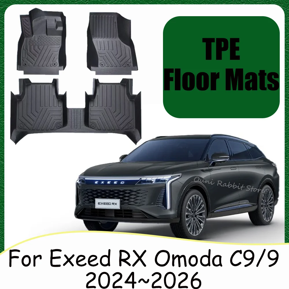 

Для Exeed RX Omoda C9/9 2024 ~ 2026 2025 LHD автомобильные коврики из ТПЭ устойчивые к царапинам ковры защита ковриков аксессуары для интерьера