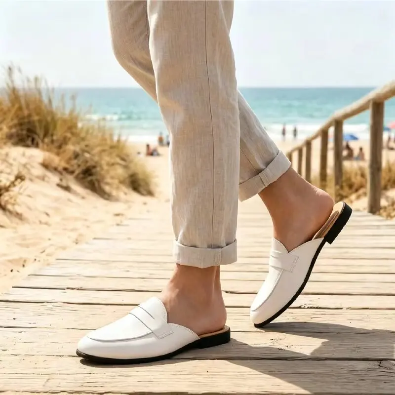 

Men Fashionable Slippers Men Casual Comfortable High-end Semi Leather Shoes for Indoor Outdoor Slippers Men Sizes 38-46
