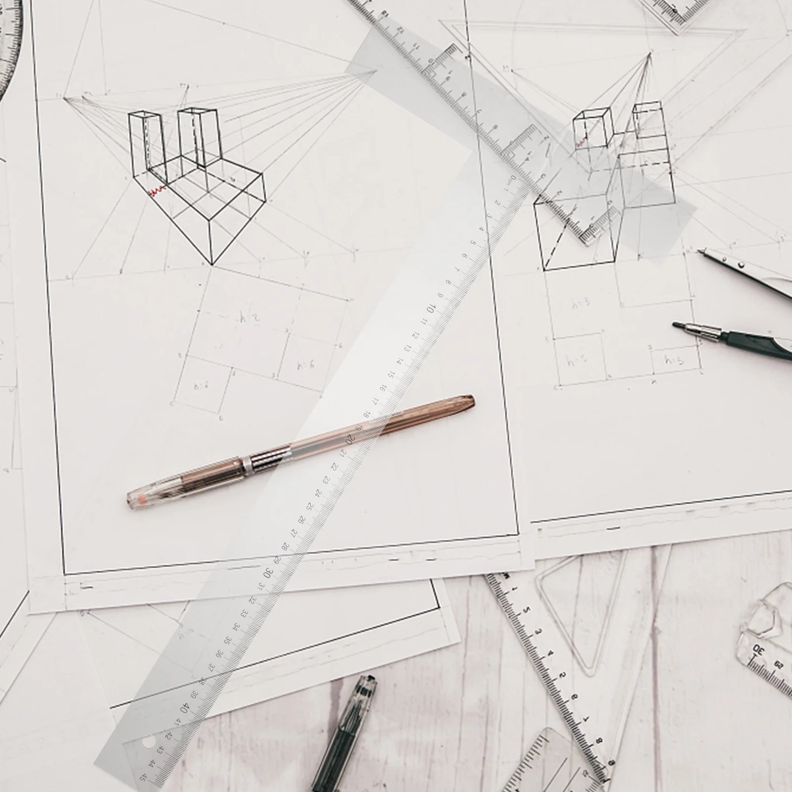 Design Ruler T Square Headband Tool Measuring Woodworking Scriber Drafting Architect Drawing