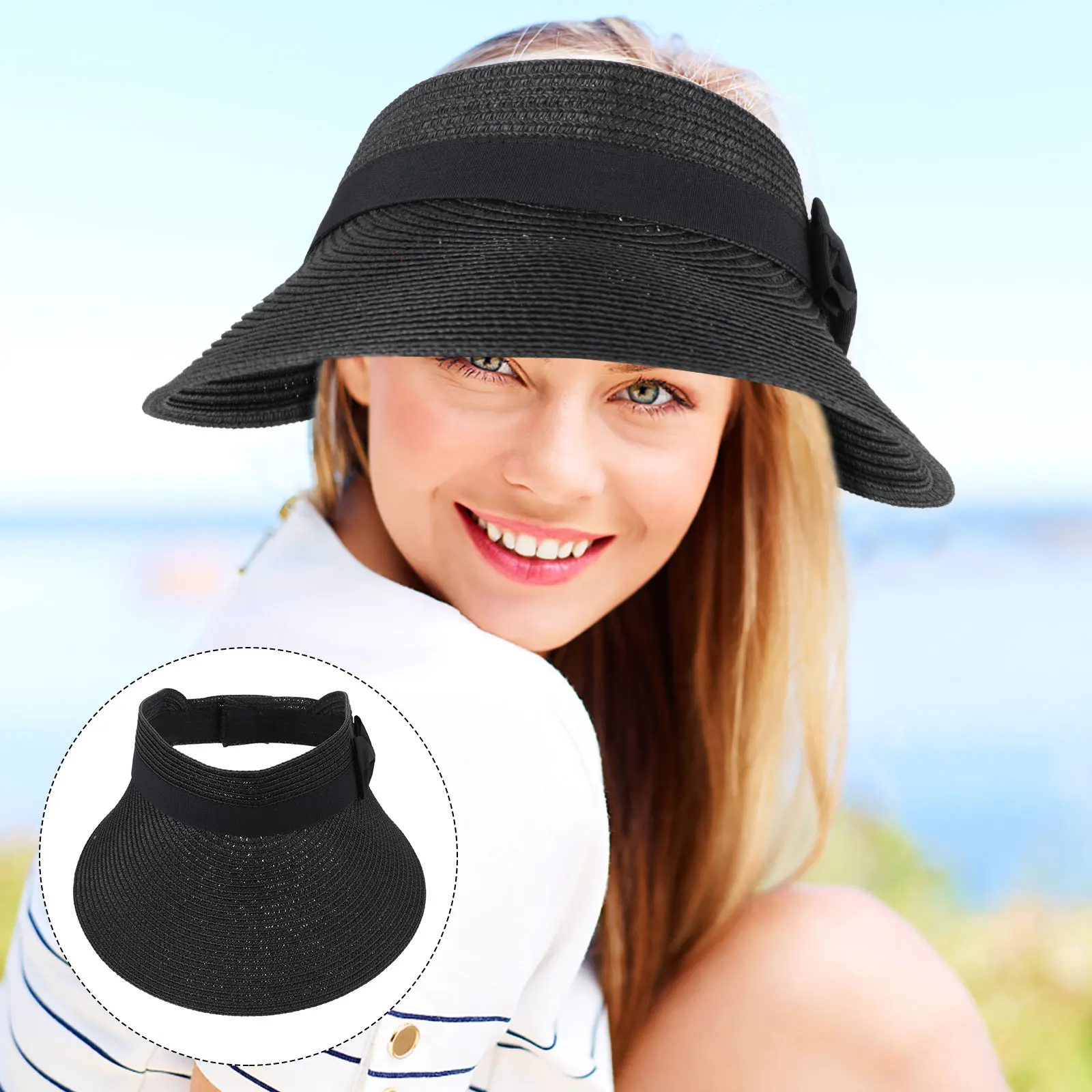 

Summer Straw Hat Sun Protection Fashion Women Casual Floppy Wide Brim Lightweight Durable Comfort Outdoor Activities Gardening