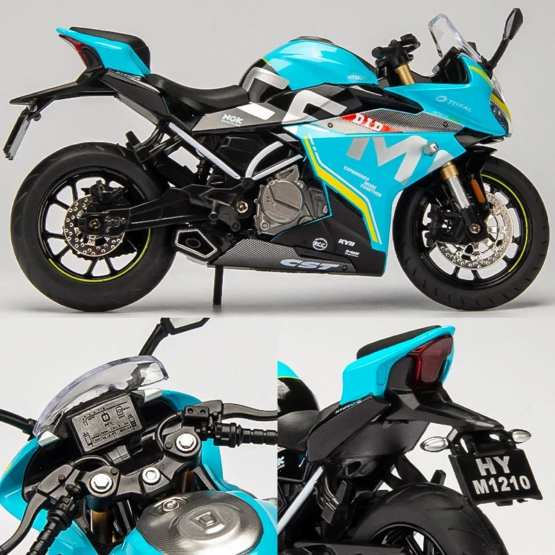 Spring Breeze CF 250SR Diecast moto modelo brinquedo, réplica com luz e som, presente de aniversário e Natal, coleção bicicleta, 1:12