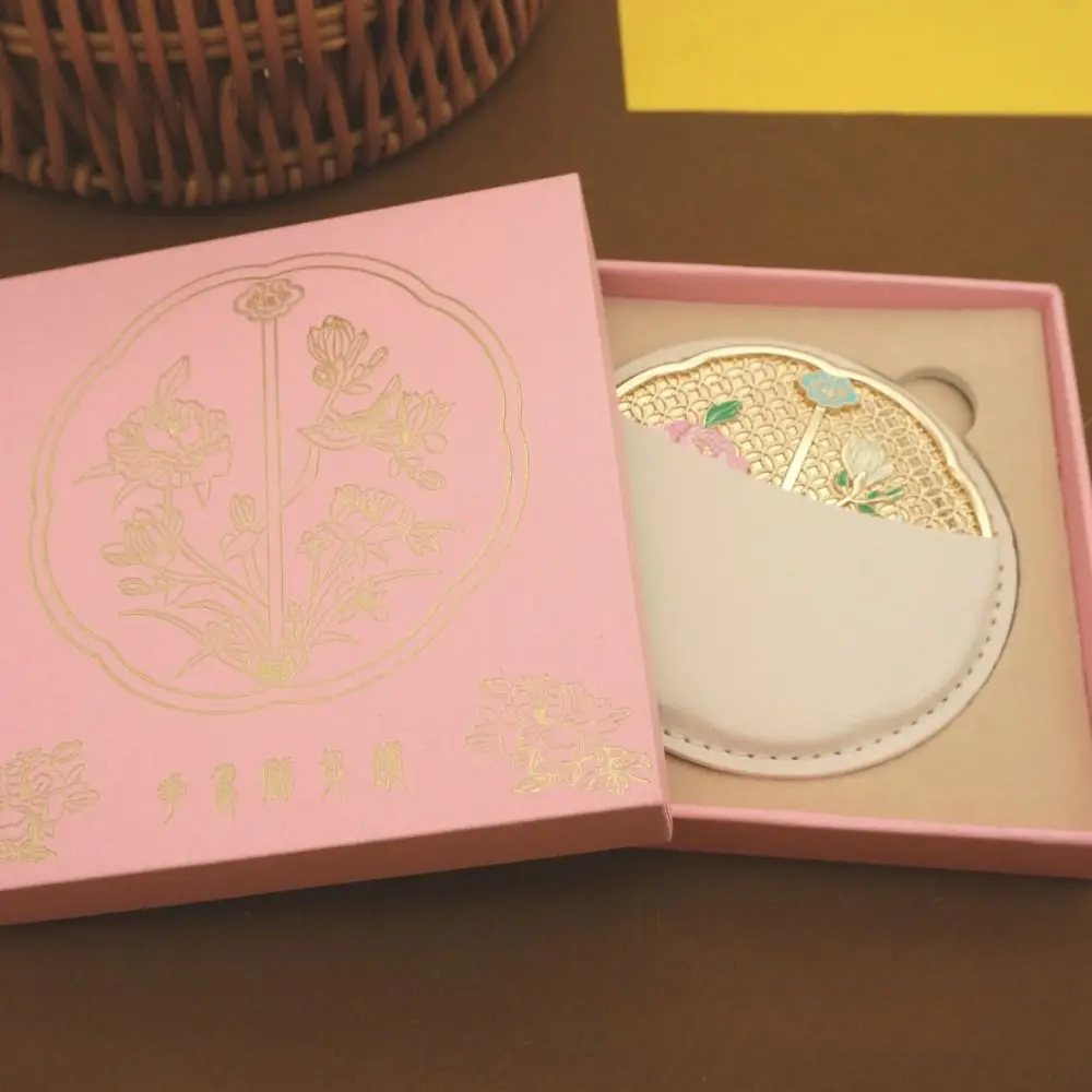 Retro Vintage Chinese Style Mirror 3D Flower Tassel Handle Makeup Mirror Exquisite Makeup Tool Round Vanity Mirror Makeup