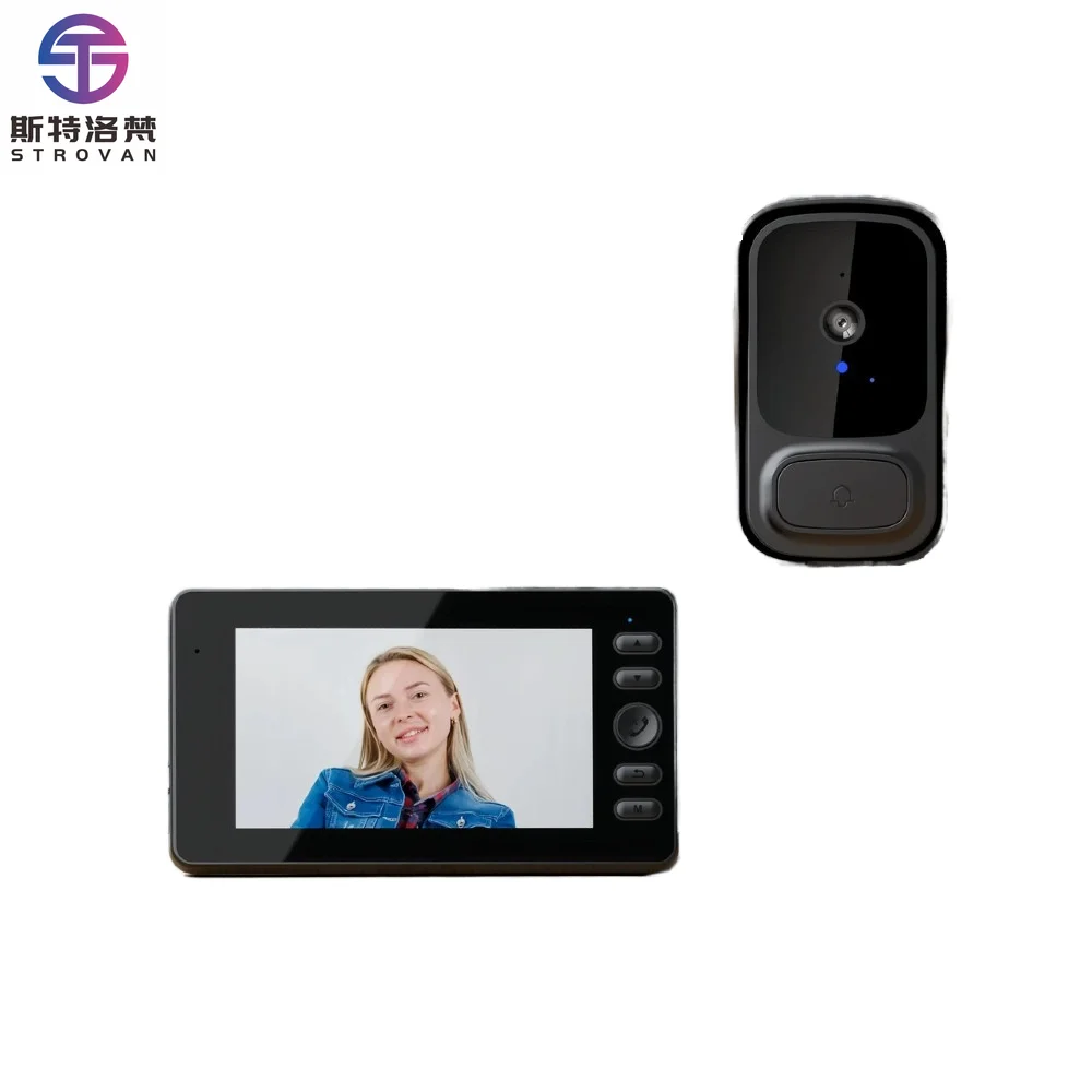 

STLF M12S Cross-border Video Doorbell 4.3 Inch IPS Screen Battery Powered Smart Home Electronic Cat's Eye Punch-free Ultra HD