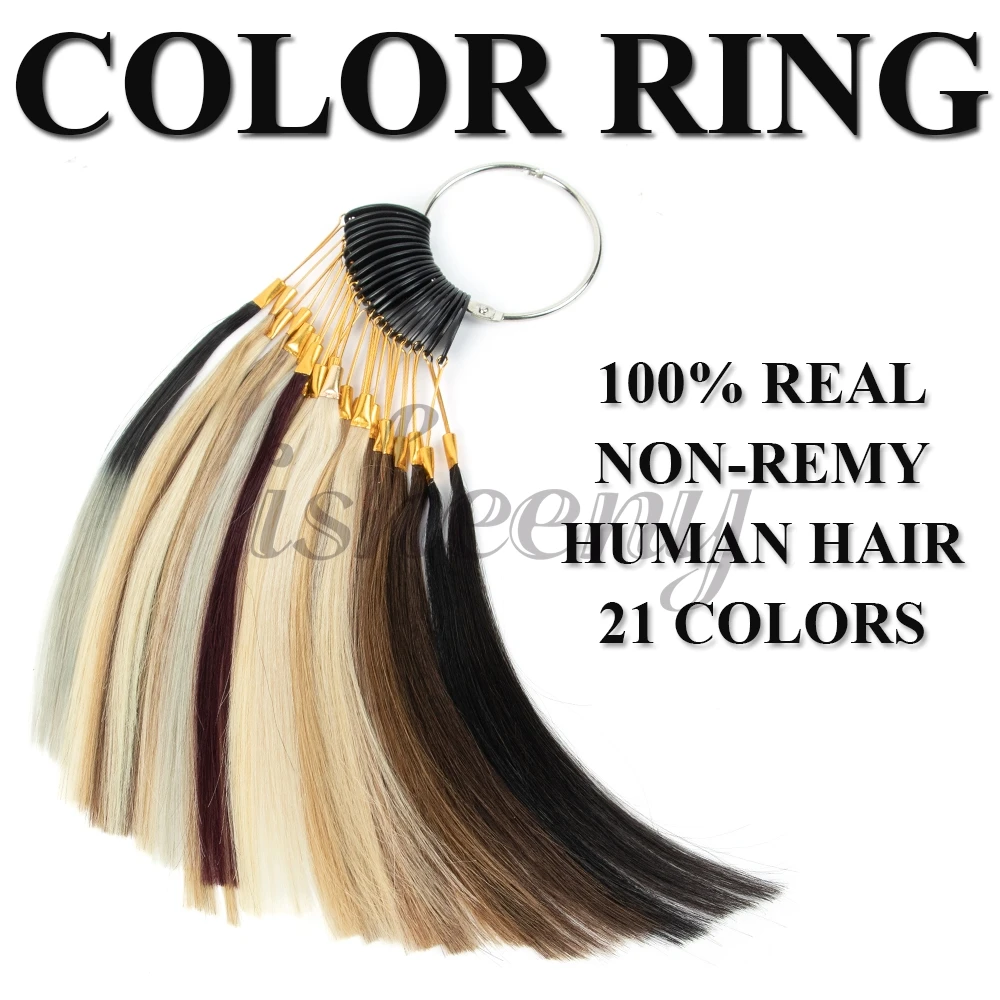 

100% Real Human Hair Swatches Rings Hair Color Samples Straight Hair Pieces For Testing Color For Dyeing Test Perfect For Salon
