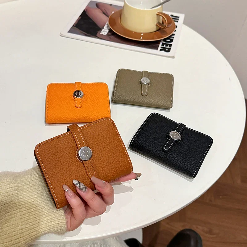 

Vintage Quiet Luxury Women Card Holder Small Delicate Ins Minimalist Exquisite Purse Elegant PU Leather Portable Clutch Wallet