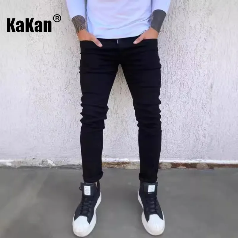 

Kakan - New Men's Slim Fit Small Leg Casual Jeans, Y2k Clothing Classic Trend Black Pants Jeans Jeans Man Brand