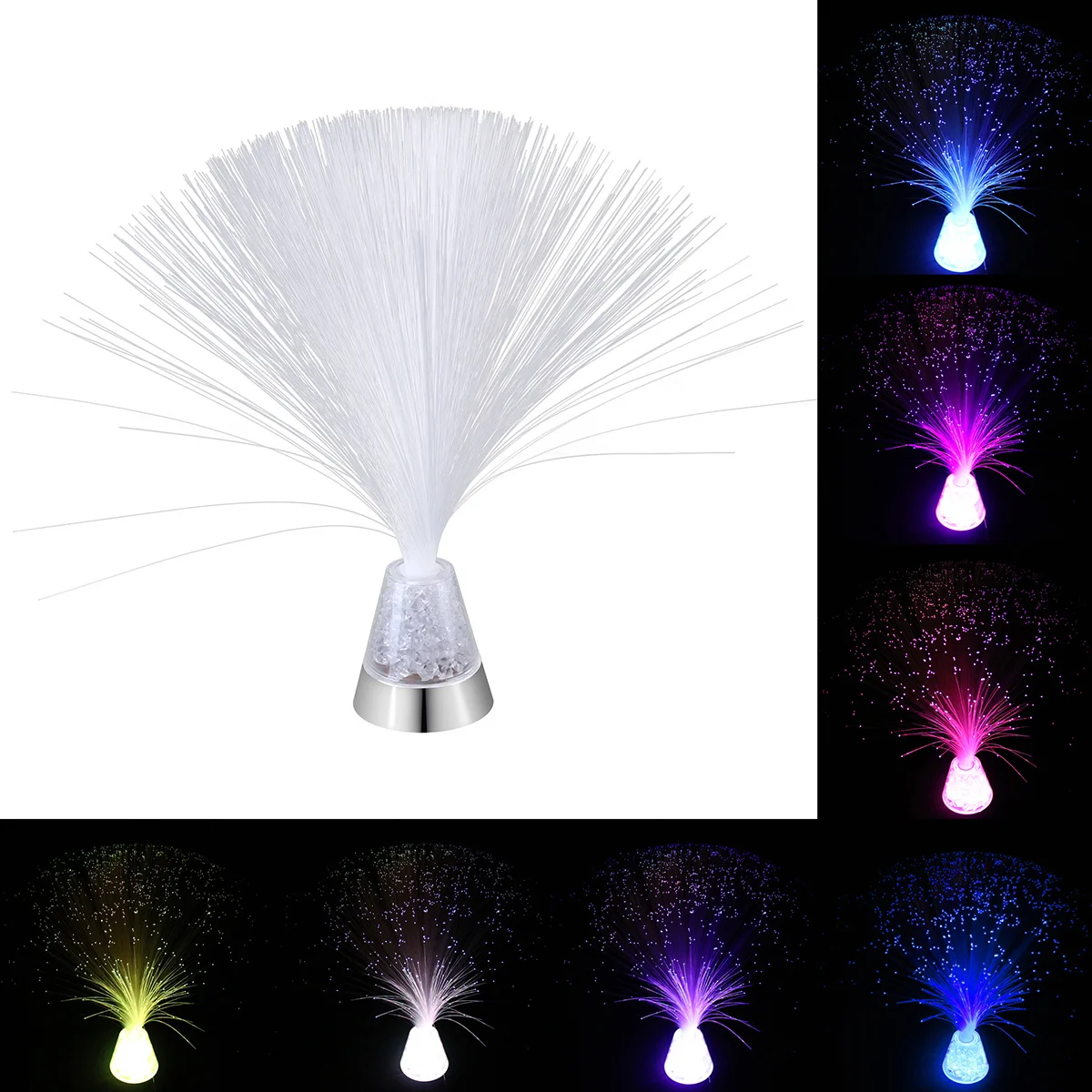 Optical Light Creative Mood Lighting Crystal Base Color Changing LED Party Decor Fiber Optical LED Light Long Lasting Use