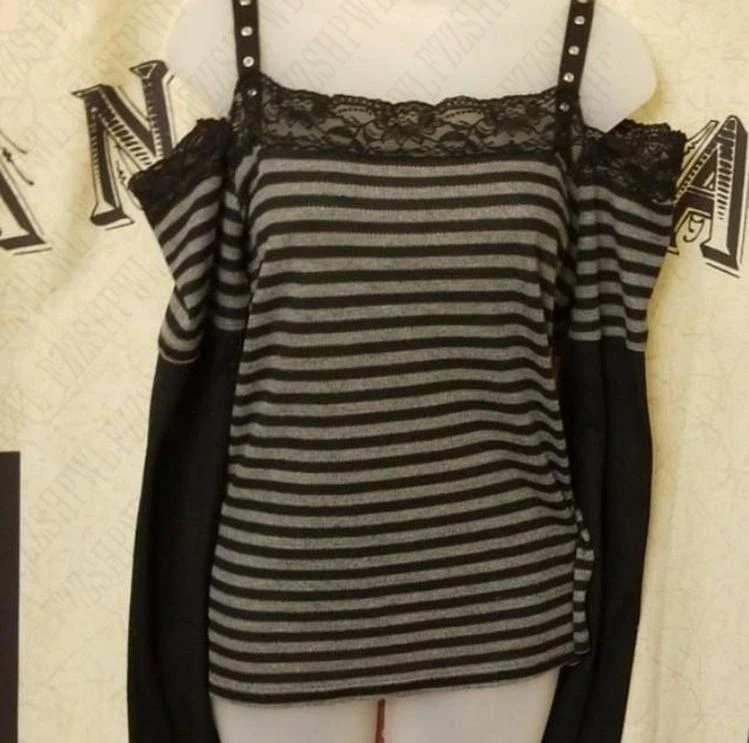 Ropa de mujer Y2K, Tops de manga larga con personalidad para chica, Tops sexis populares a la moda con rayas, Tops informales bonitos con cuello Halter para uso diario