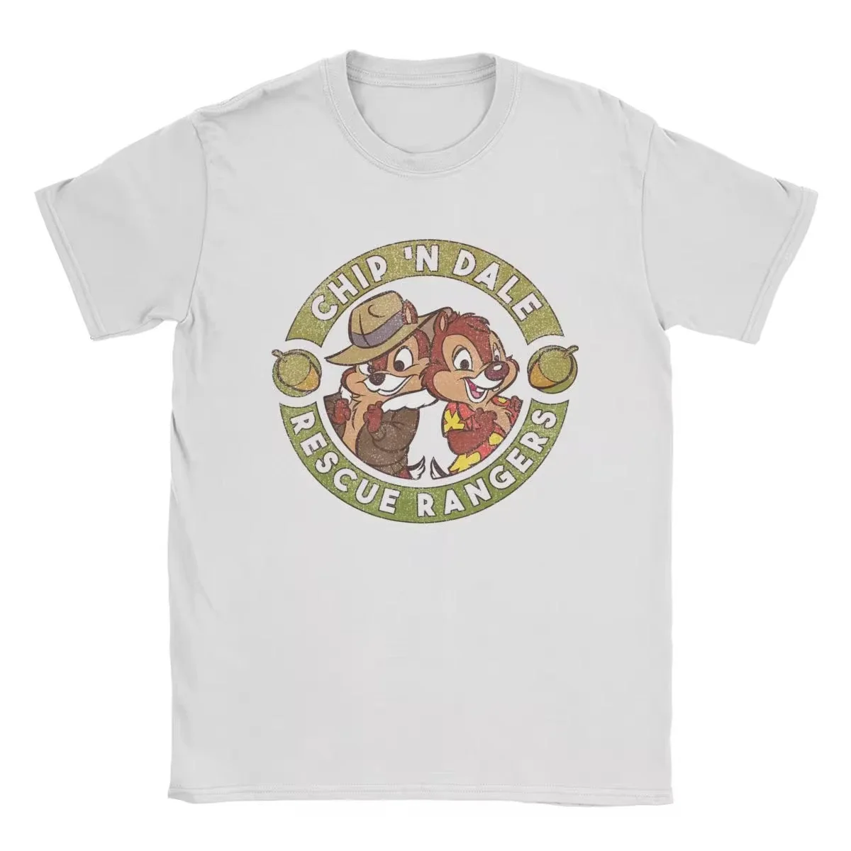 Men Squirrels Rescue Rangers Logo T Shirt Chip and Dale 100% Cotton Tops Hipster Short Sleeve Round Collar Tees Summer T-Shirts