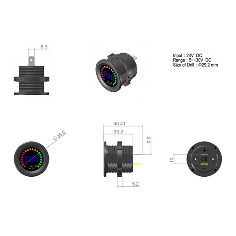 

24 V Voltmeter LED for Car and Motorcycle Voltemeter Motocycle 24V Mini Digital