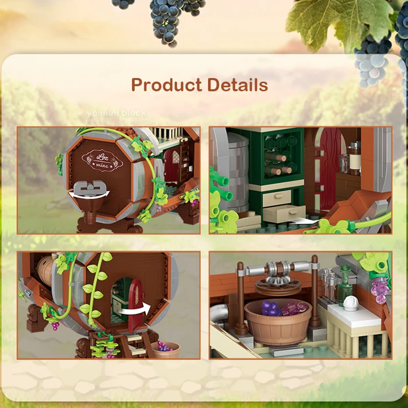 2024 Loz Creative Mini Brown Wine Barrel Building Block Idea Brewing Barrel Container Bricks Sets Decor Puzzle Toy For Kids Gift