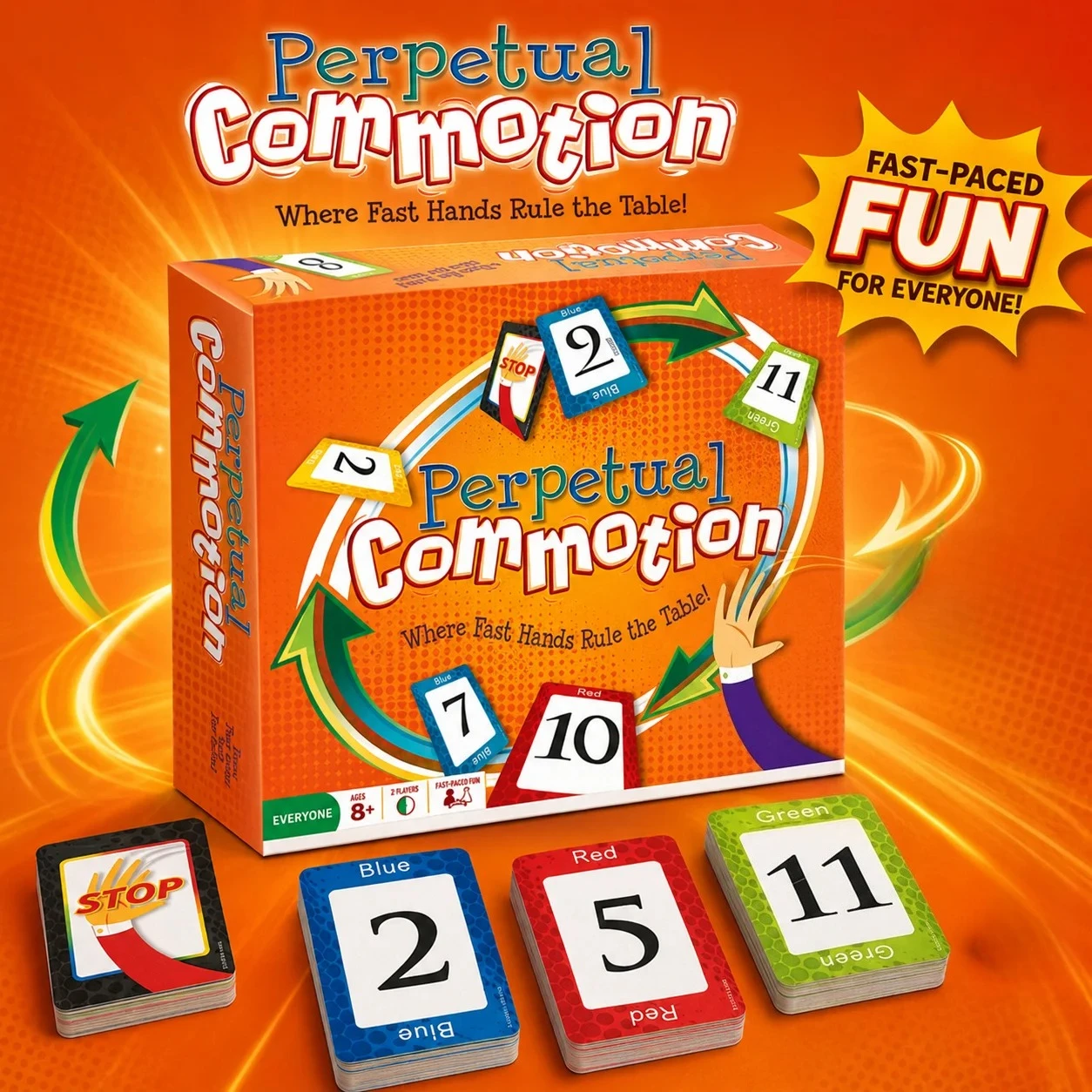 Perpetual Commotion Fast Hands Number Card Game Family Party Strategy Reaction Game English Version 2026 New Model