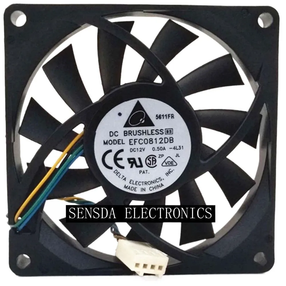 

2PCS New for delta EFC0812DB 8CM 80MM 8015 8*8*1.5CM 80*80*15MM 12V 0.5A 4-wire PWM cooling Fan