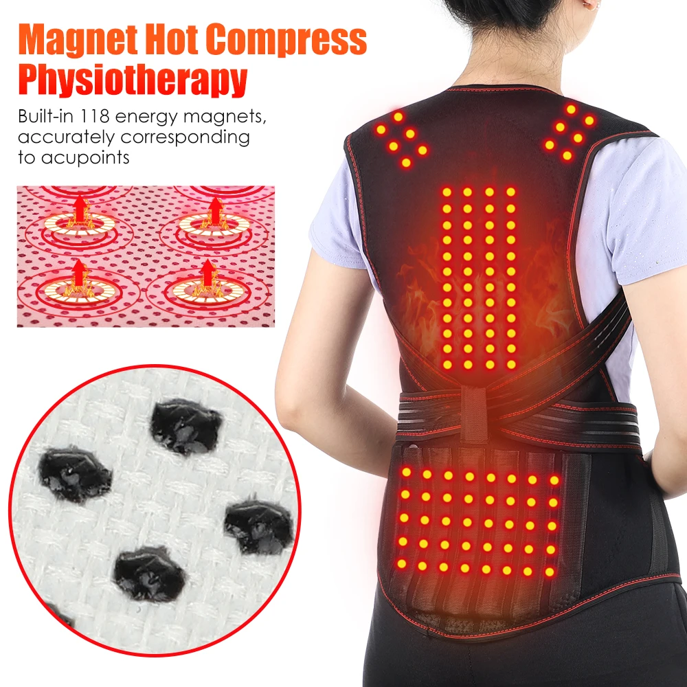 Magnetic Therapy Tourmaline Back Belt Self-heating Waist Back Posture Corrector Keep Warm Vest Corset Lumbar Support Belt