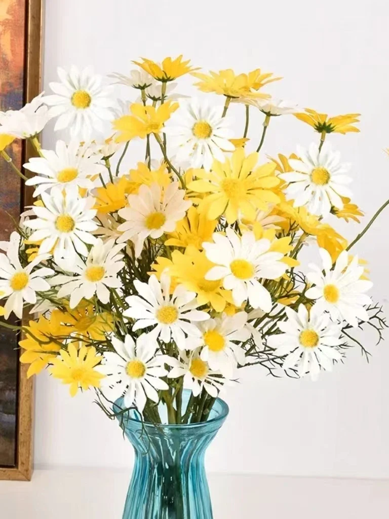 50cm Daisy Artificial Flower Silk White Chamomile Fake Flower Bouquet DIY Home Garden Wedding Xmas Party Coffees Shops Decor