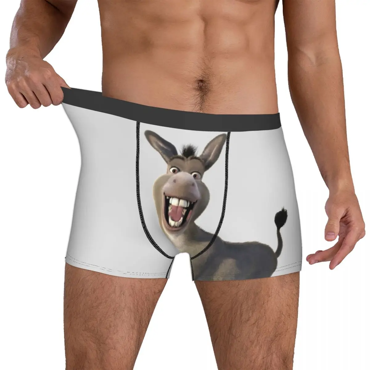 Men Donkey From Shrec Movie Underwear Humor Boxer Briefs Shorts Panties Male Soft Underpants Polyester Print