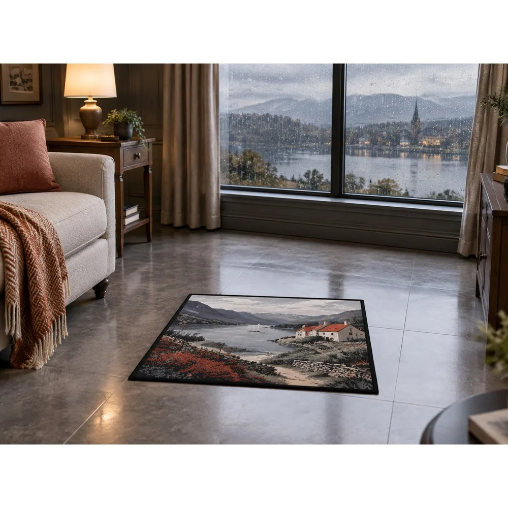 VIKAMA British Slate Brick Lake District Flannel Door Mat, Anti-Slip Absorbent Door Mat, UK Home Decor for Home, Entryway