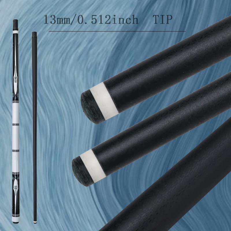 High Quality Carbon Pool Cue with 13mm Tip  Durable White and Black Design for 9 Ball and Carom Billiards Play