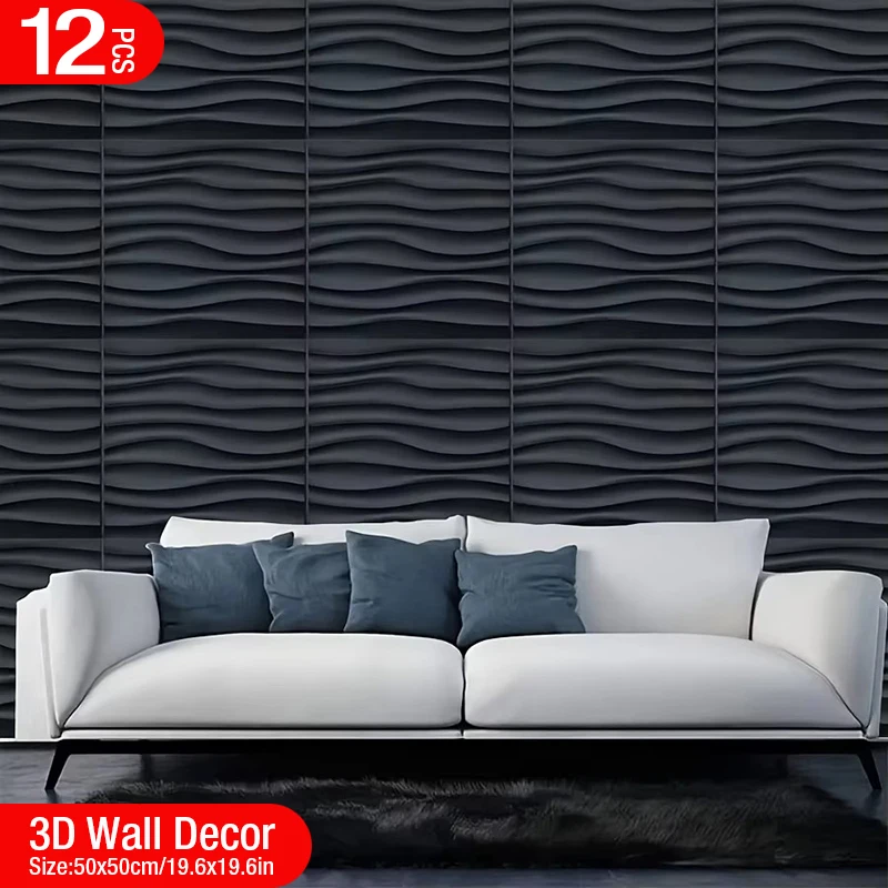 12pcs 50cm 3d wall sticker wallpaper room bathroom ceiling house renovation 3D wall panel DIY tile geometric non-self-adhesive
