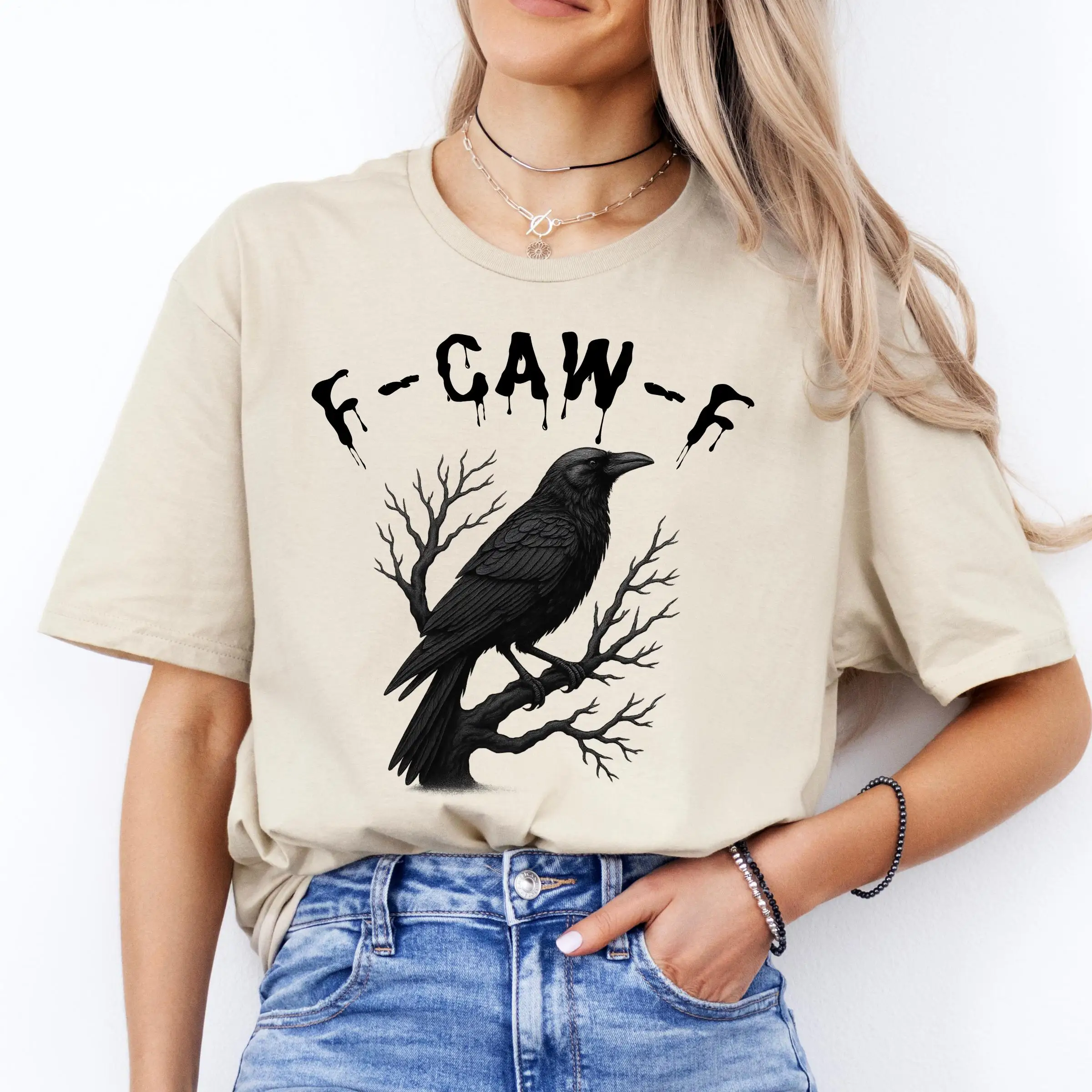 

F-Caw-F Funny Crow Shirt, Black Crow Moonlit Raven Unisex T-shirt, Funny Sassy Raven Lover Gift, Autumn Style, Nature-Inspired