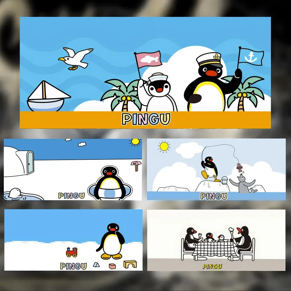 Cute Classic Cartoon P-PINGU Mouse Pad Large Thick Desk Pad Stitched Edges Gaming Mouse Mat for PC