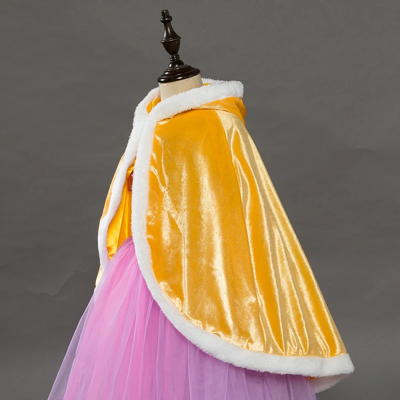 Winter Girls Velvet Princess Long Cloak Christmas Birthday Party Fancy Fairy Cute Cape Kids Floor Length Corduroy Hooded Shawl