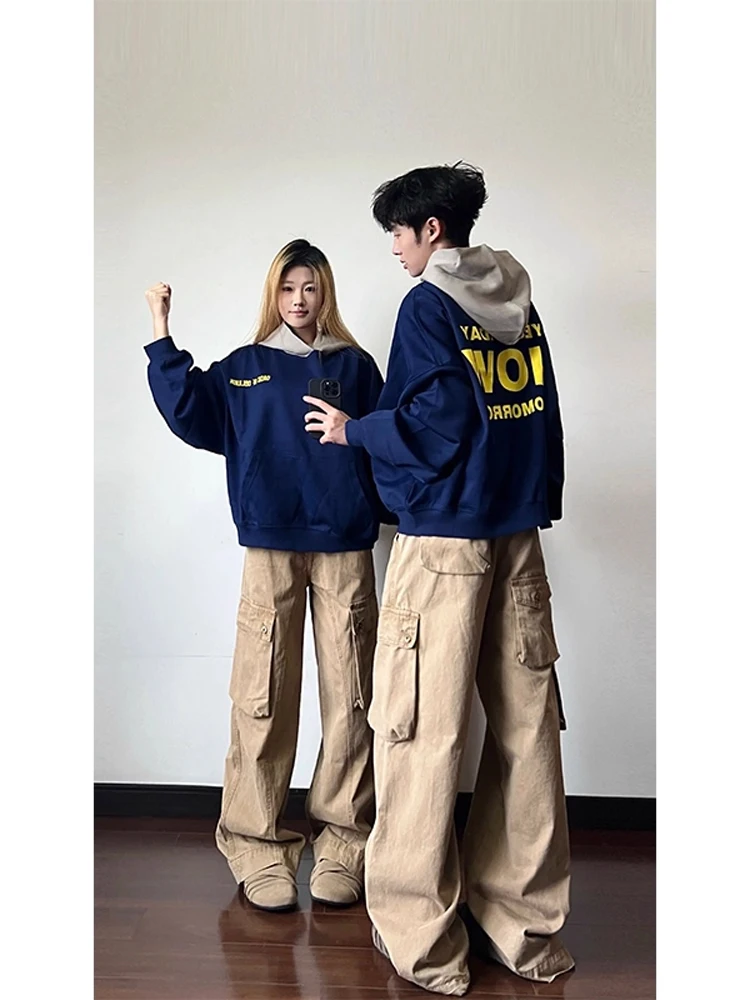 

Американская лоскутная тяжелая толстовка с капюшоном Boxy Ape, мужская осенняя цветная бровая поддельная шляпа из двух предметов, шляпа irt