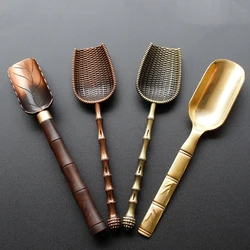 Retro Metal Tea Spoon, Stainless Steel, Ebony Rosewood Teaspoon Tea Set, Bamboo Tea Shovel, Ceremony Accessories Tool