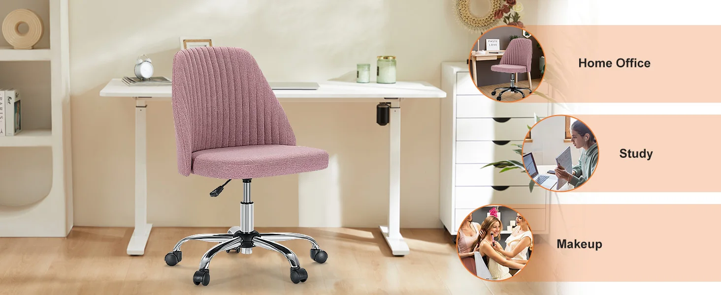 Japandi ribbed upholstered home office seating showing height adjustment mechanism