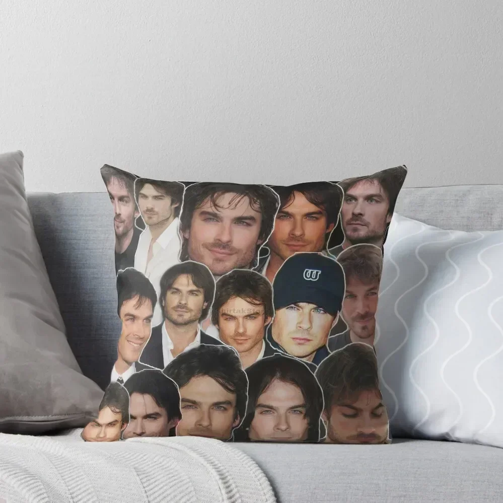 

ian somerhalder photo collage Throw Pillow New year Decorative Cushions For Living Room Cushions Cover pillow
