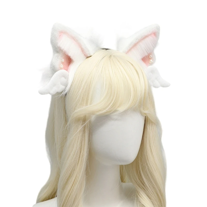 Anime Plush Cats Ear HairHoop Role Play Game Stage Hairband Halloween Headpiece