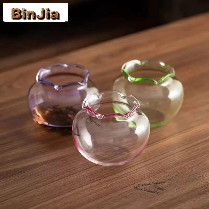450ml Glass Flower Mouth Jianshui Tea Wash Writing-brush Washer Water Washing Slag Tank Household Chaxi Supplies Collection Gift