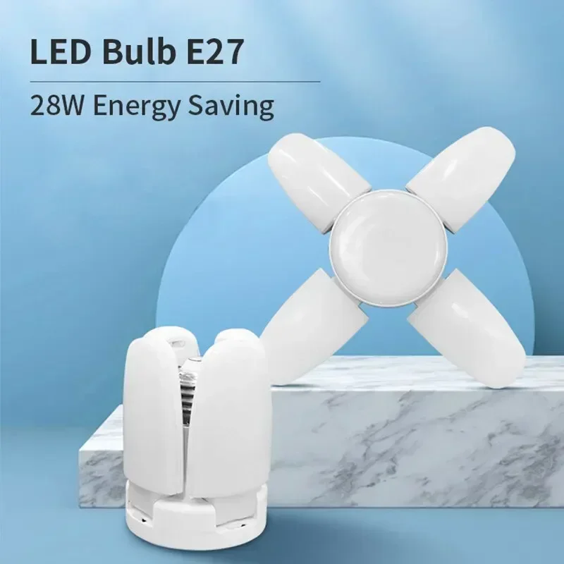 LONGRIVER 28W Fan Shape LED Bulb E27 LED Lamp Foldable AC220V Light Bulbs For Home Living Room Warehouse Garage Ceiling Light