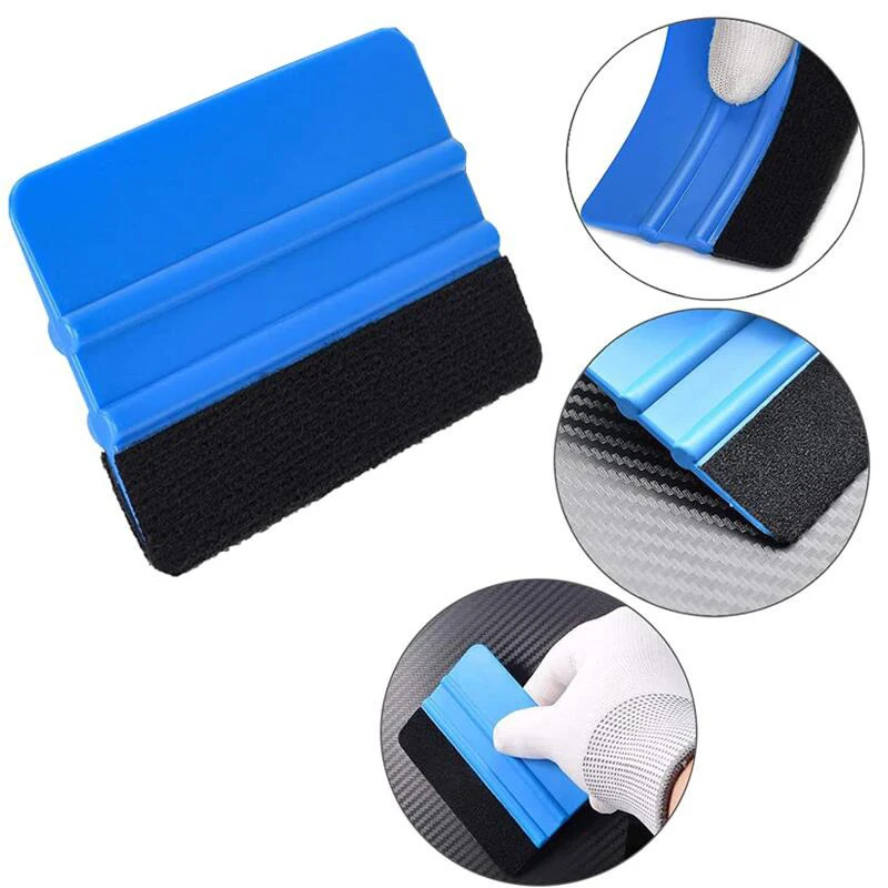 5/10pcs Auto Styling Vinyl Koolstofvezel Venster Ijs Remover Schoonmaken Wassen Auto Schraper met Vilt Zuigmond tool Film Wikkelen