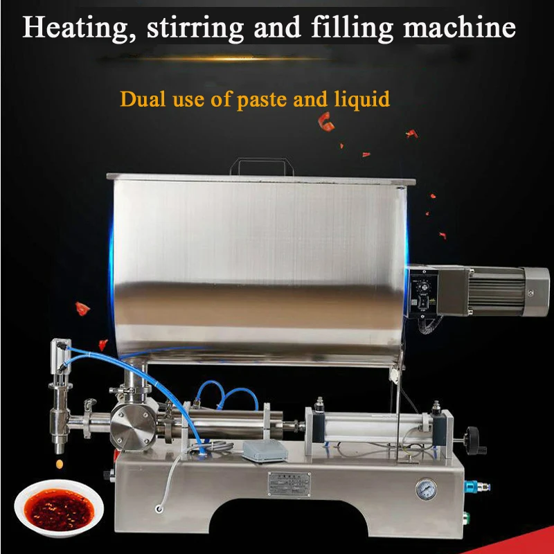 PBOBP Máquina de pasta líquida de escritorio de un solo cabezal, máquina de llenado de salsa de tomate con salsa de ensalada de un solo boquilla con dispositivo de calefacción