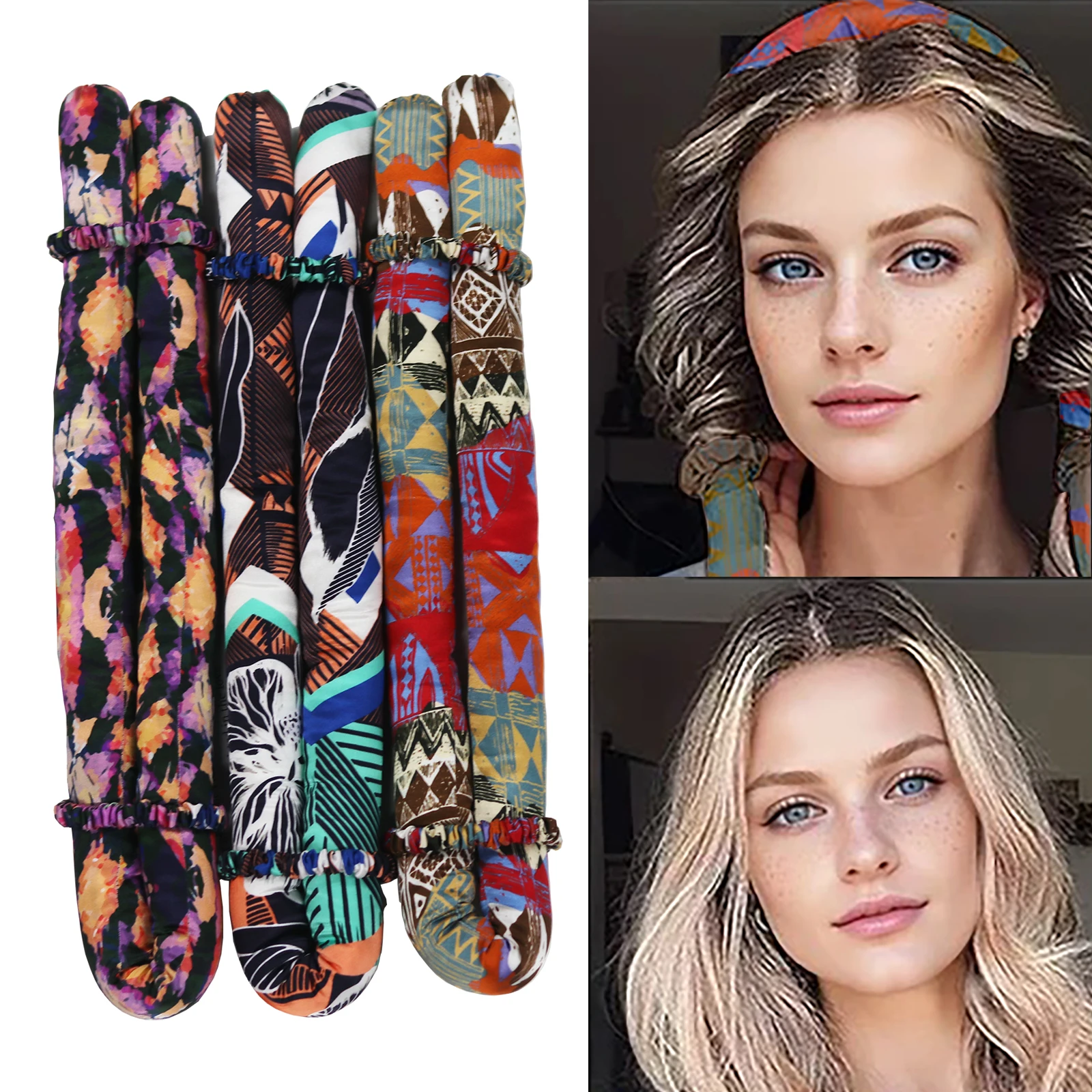 

4pcs/Set Real Silk Heatless Curling Rod Headband With Hair Ties DIY Lazy Ribbon Hair Curler Tool For Effortless Waves And Curls