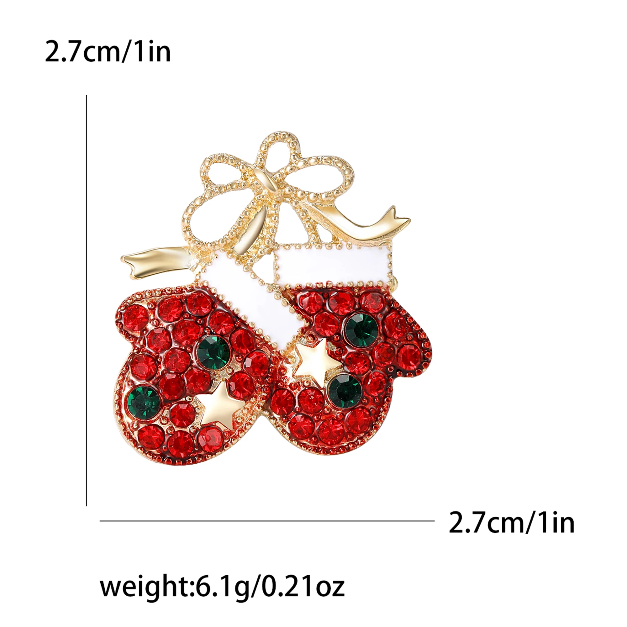 Christmas Rhinestone Glove Brooches for Women Unisex Enamel Clothing Pins Event Party Backpack Decoration Clothes Accessories
