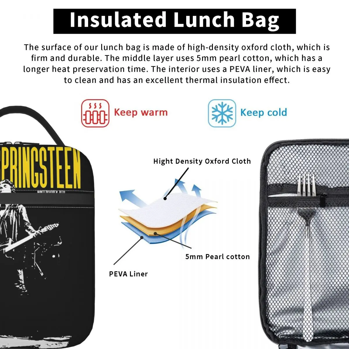 Bruce Springsteen Rock Zangeres Geïsoleerde Lunch Tas Voor Mannen Vrouwen Heavy Metal 2024 Tour Food Bag Herbruikbare Thermische Koeler Lunchbox