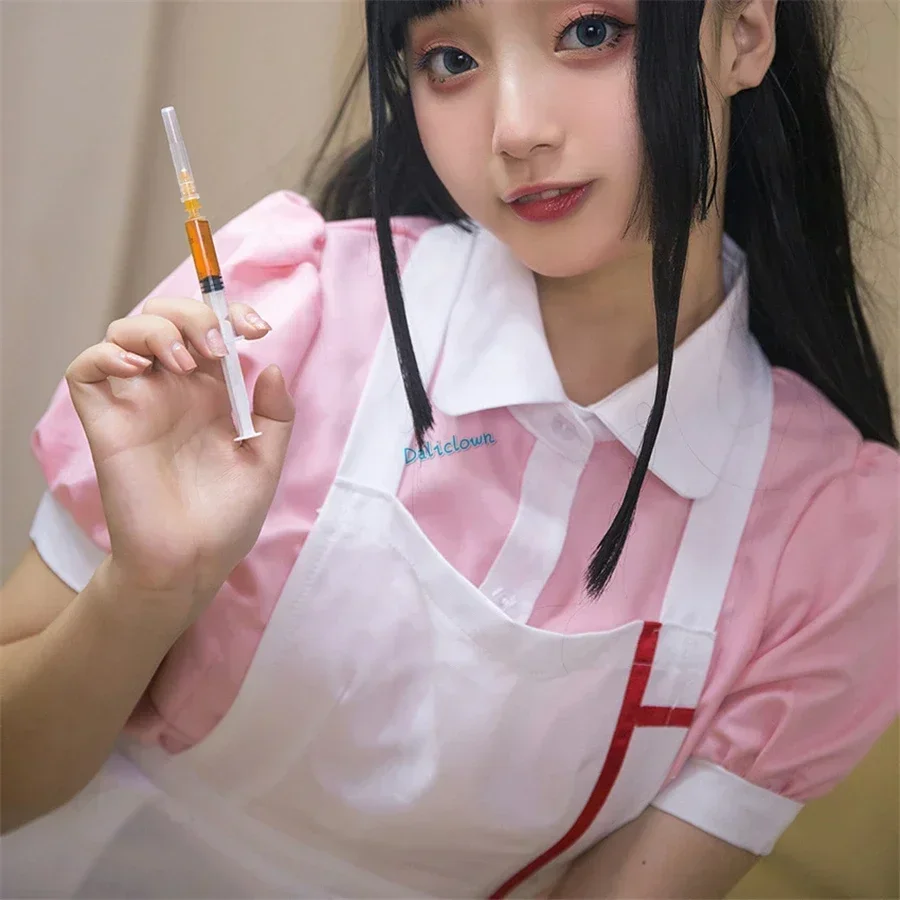 Danganronpa Mikan Tsumiki أنيمي موحدة الفتيات امرأة فستان تأثيري حلي خادمة الزي ملابس حفلات الهالوين