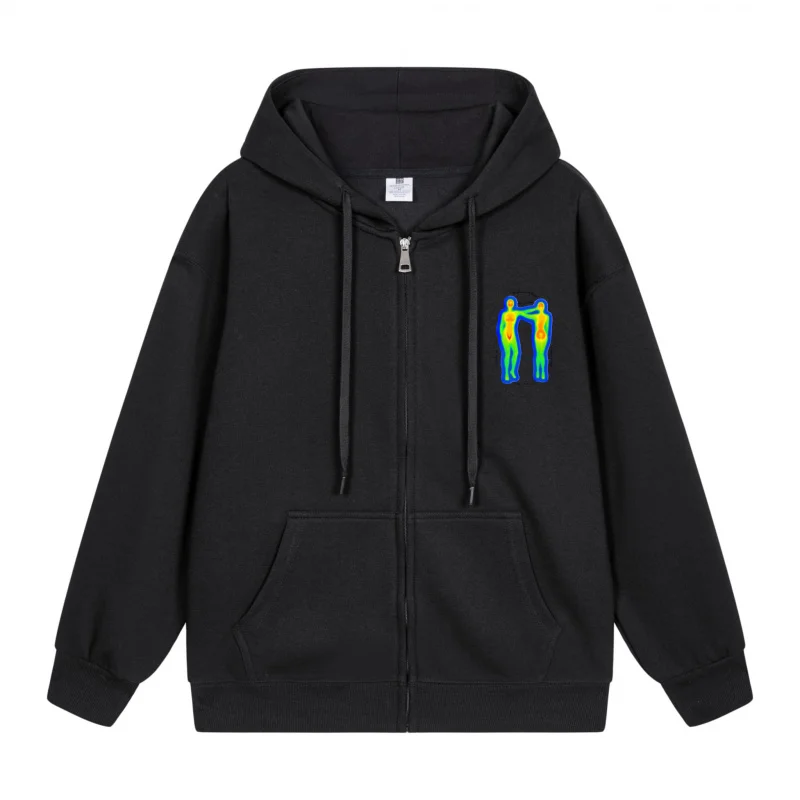 

Men's Zip-Up Hoodie Abstract Design On Black Hoodie Halloween in 2025 Casual Couples’ Style Halloween Theme Halloween Party Out