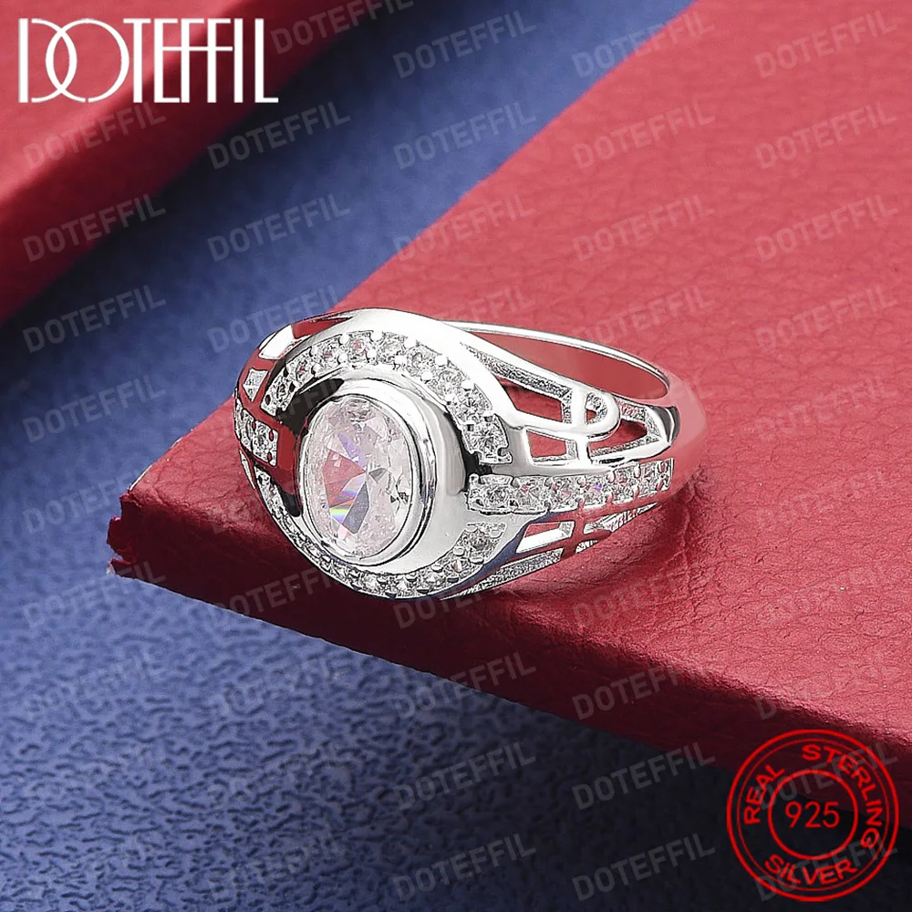 

Классическое кольцо из стерлингового серебра 925 пробы с кристаллами для женщин, модное свадебное обручальное кольцо, подарок, очаровательные ювелирные изделия