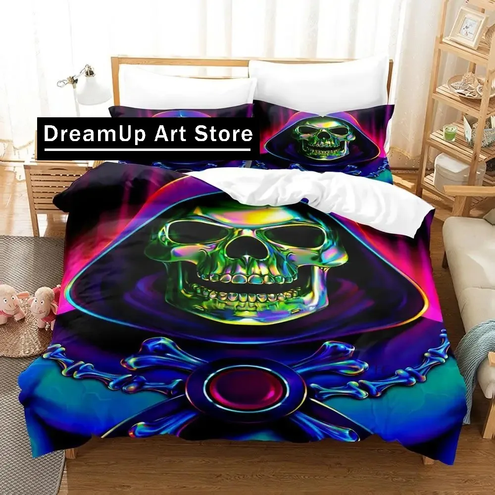 3D Skull Skeletor Bedding Set Cute Quilt Cover Bed Cover With Pillowcase Twin Single Queen King Size Boys Adult Home Textile