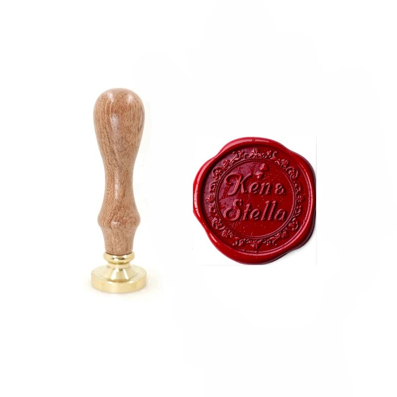 Custom brass wax seal Stamp Wedding 2 names,vintage wreath,2 Initial,Vintage Reusable personal stamp for DIY Wedding Invitation