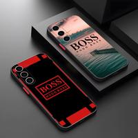 MINISO  Design HUGO BBOSSES Phone Case Matte Transparent For Samsung S25Plus S22 FE S23 Ultra S24 Plus S25 21 Luxury Back Cover