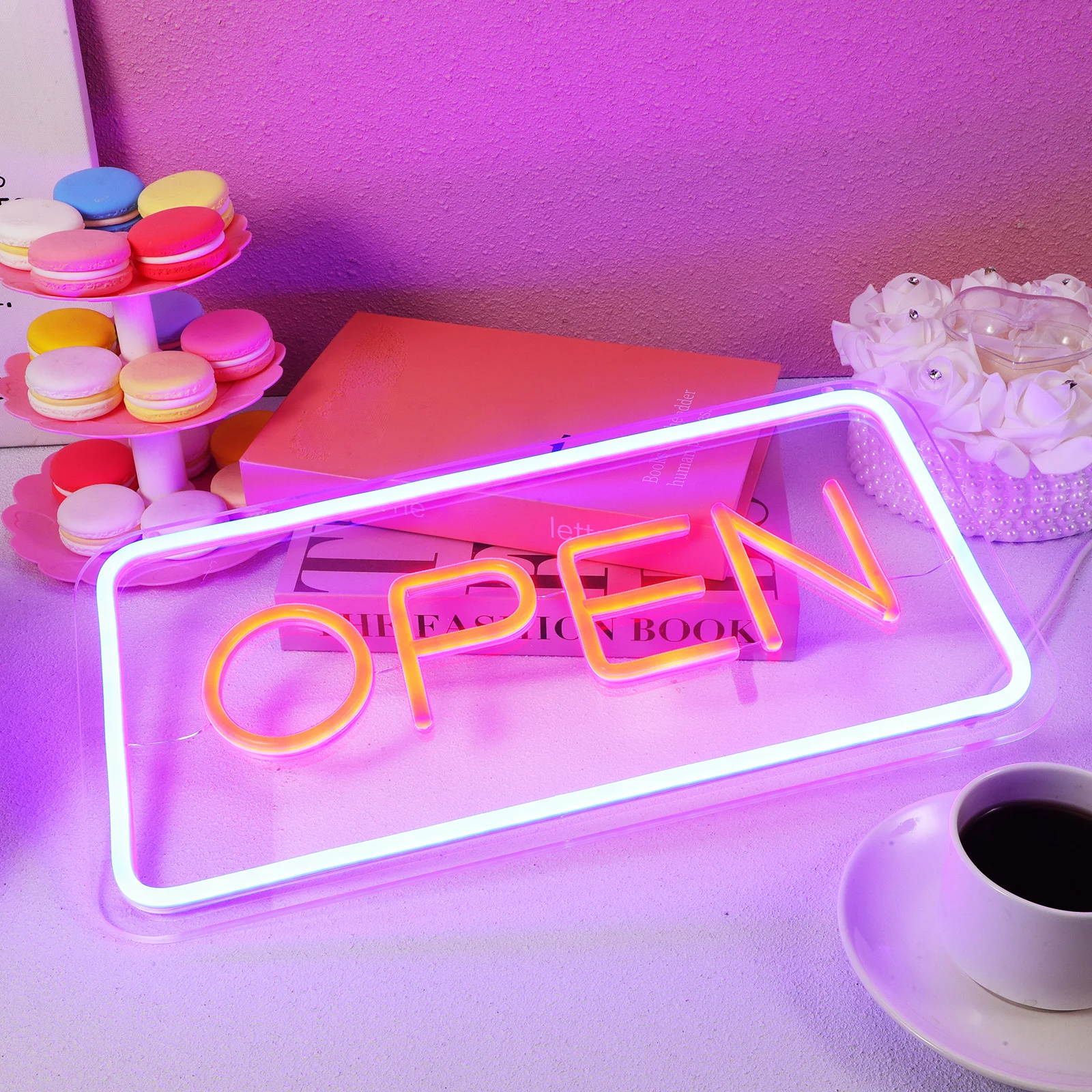 

1Set Eye Catching LED Open Sign Modern Design Business Decoration Bright Light Easy Setup Multiple Display Options