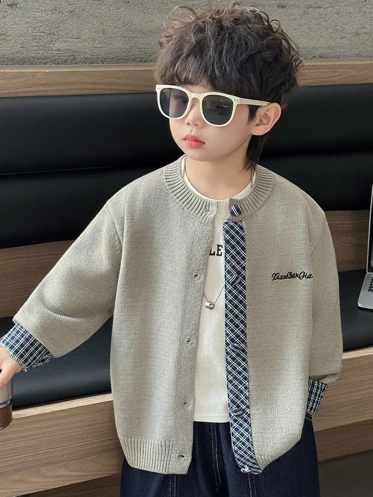 Boys Cardigan Autumn Spring Cotton Sweater Top Children Clothing Boys Embroidery Knitted Sweater Kids Wear 2-10Years Boys Coat