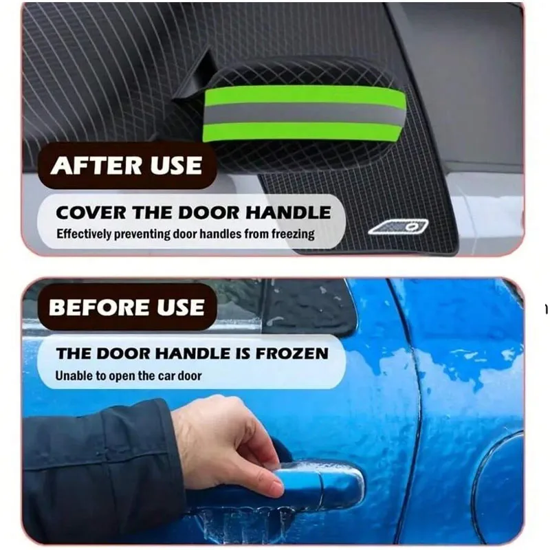 Magnetic + Fixing Strap Installation with Orange Reflectiv Car Windshield Snow Cover, Scratch Resistant Winter Windshield Cover