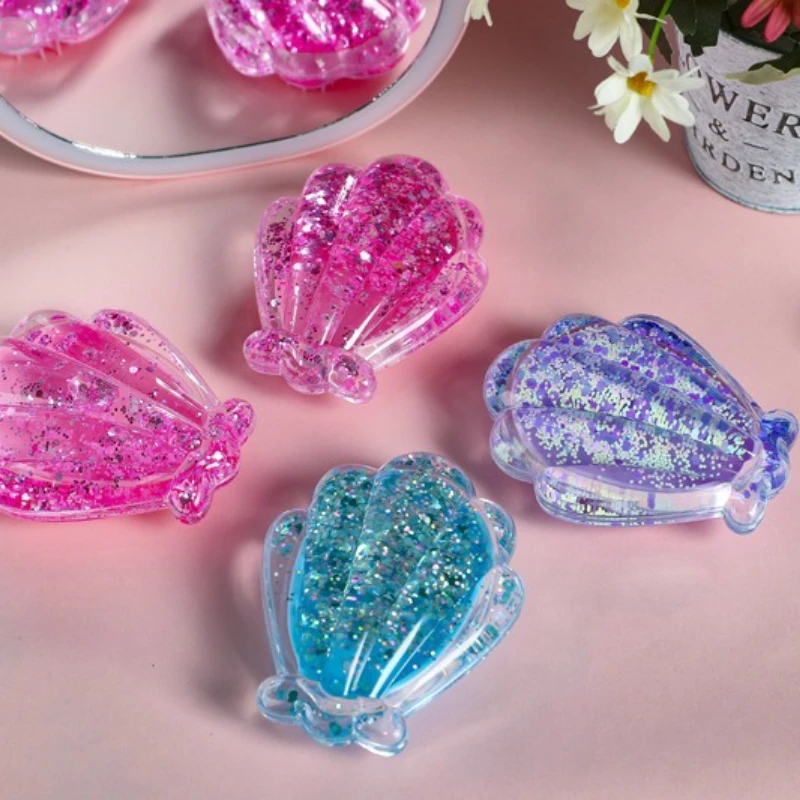 

Блестящая щетка для волос в виде ракушки, волшебная ракушка русалки, антистатическая расческа, расческа для волос, женские парикмахерские аксессуары, инструмент для укладки, мини-портативный инструмент для путешествий